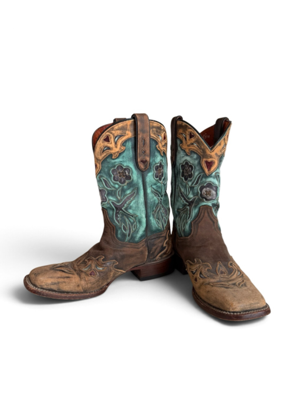 Dan Post Women’s 8.5 Cowboy Boots DP7914 Turquoise Floral Leather Western - Picture 10 of 15